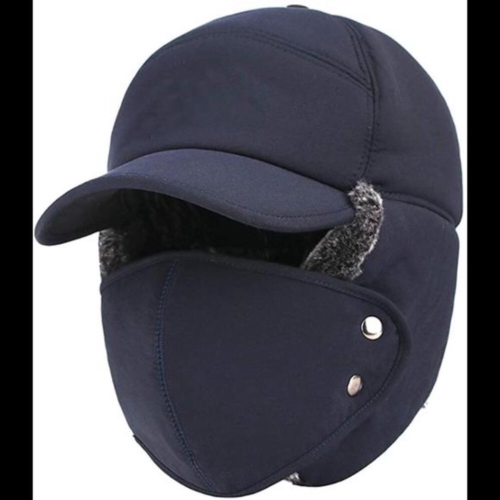 Mens Winter Warm Facemask Cap, 3 in 1 Bomber Hat with Full Face Ear Flap